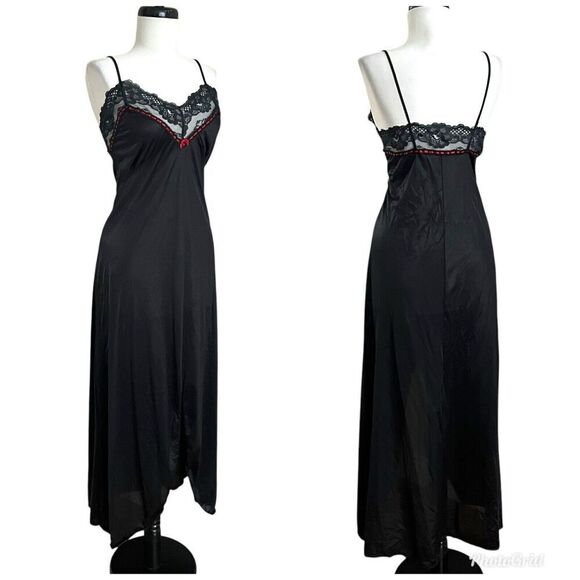 VELROSE Other - Vintage VELROSE Long Slip Gown Babydoll Maxi Dress S Lace Whimsigoth Grunge Y2K